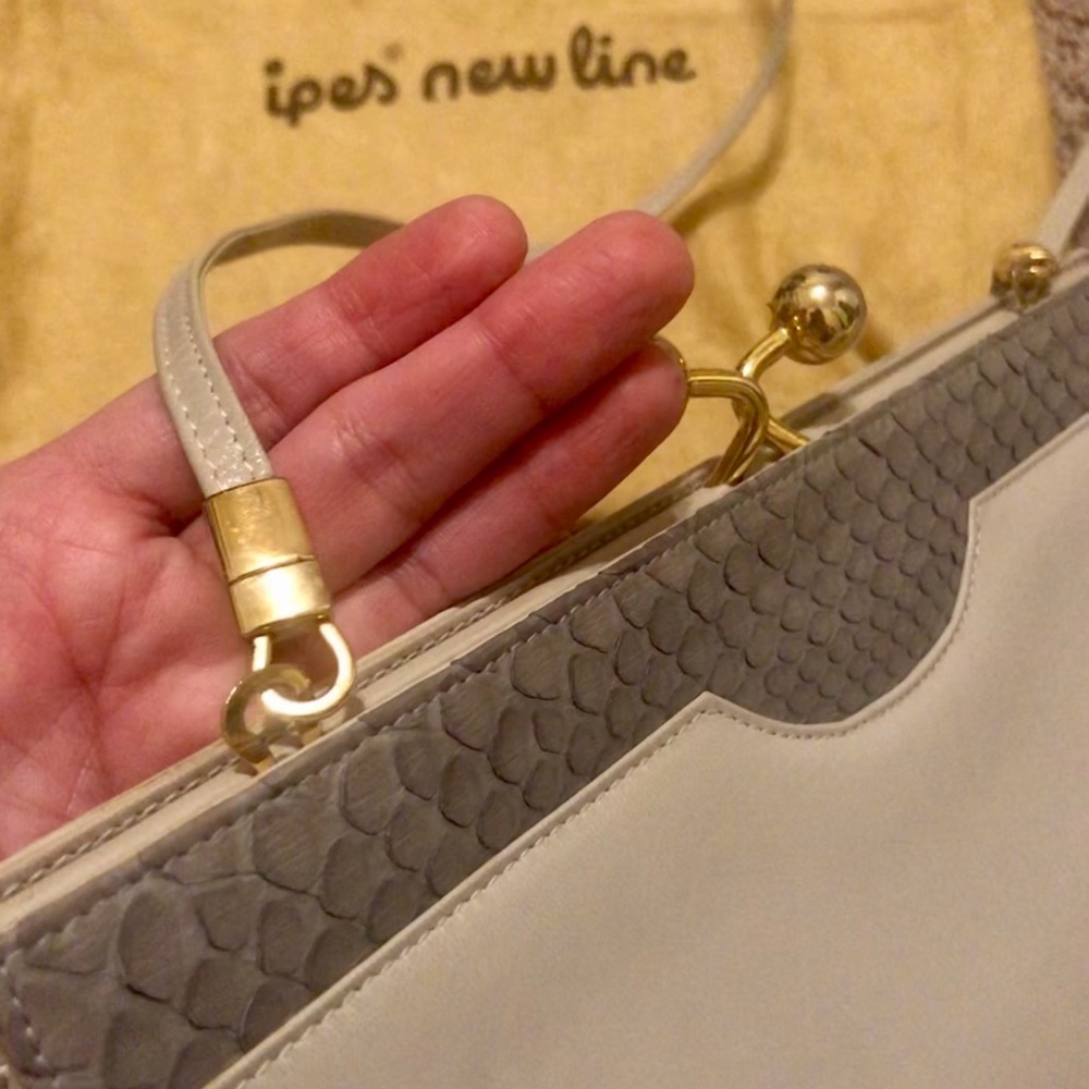Vintage Chic White and Gray Clutch by